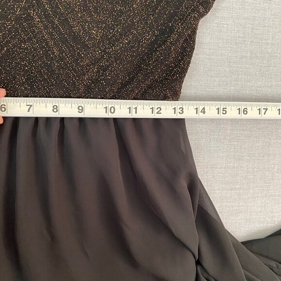 Jolie Sleeveless Dress Metallic Top Sheer Sharkbite Overlay on Skirt Sz 10 - Picture 6 of 9